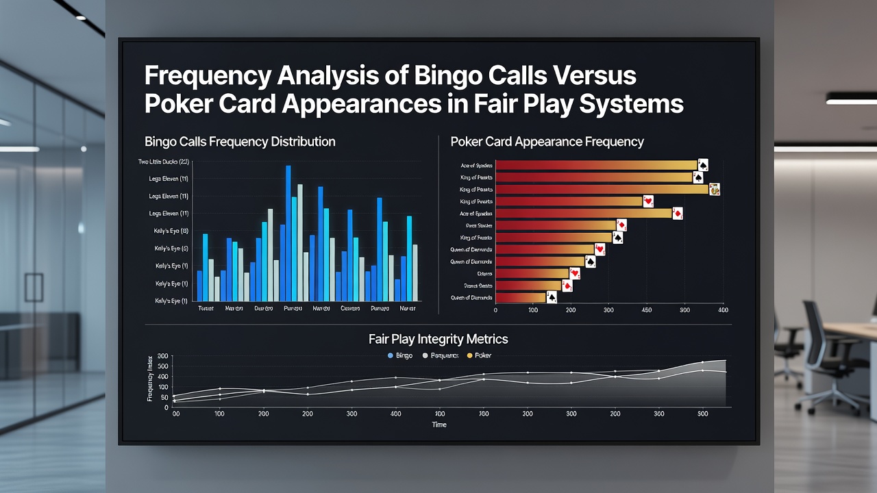 Side-by-side frequency graphs illustrating bingo number distributions next to poker card realization rates